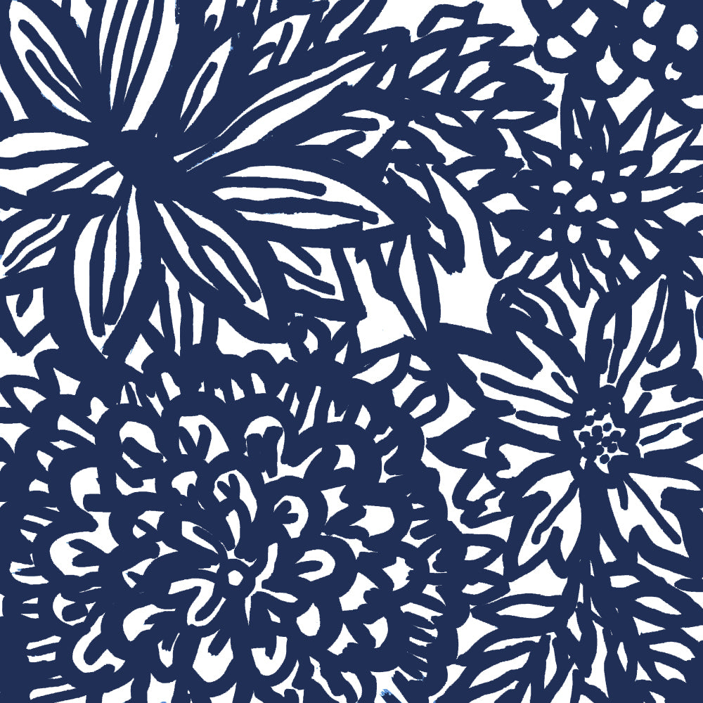 Flora Navy Fabric by the yard